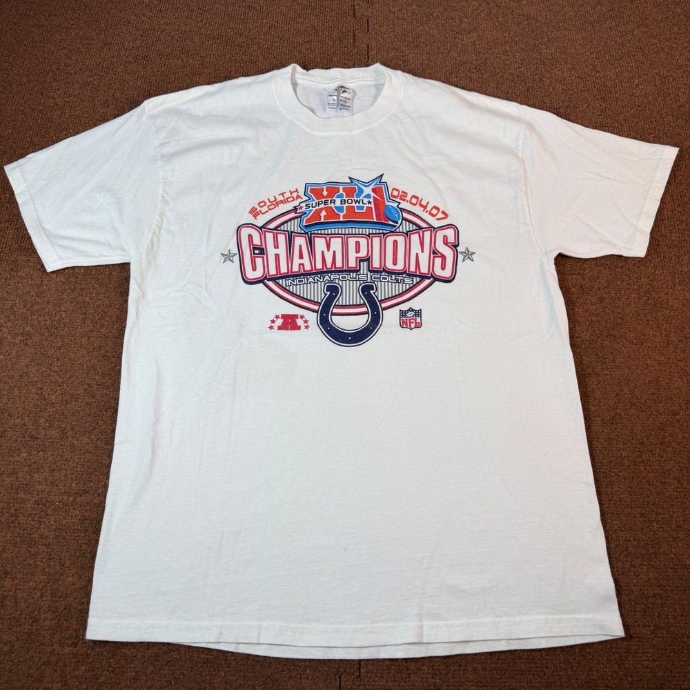 Jerzees Indianapolis Colts Super Bowl XLI Champions T-Shirt Mens XL White 2007